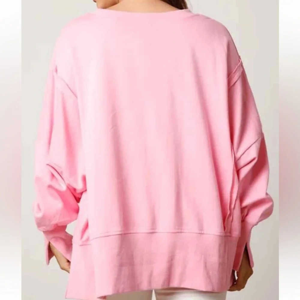 Fantastic Fawn Pink Candy Cane Sequin Sweatshirt. M NWOT - Picture 2 of 8